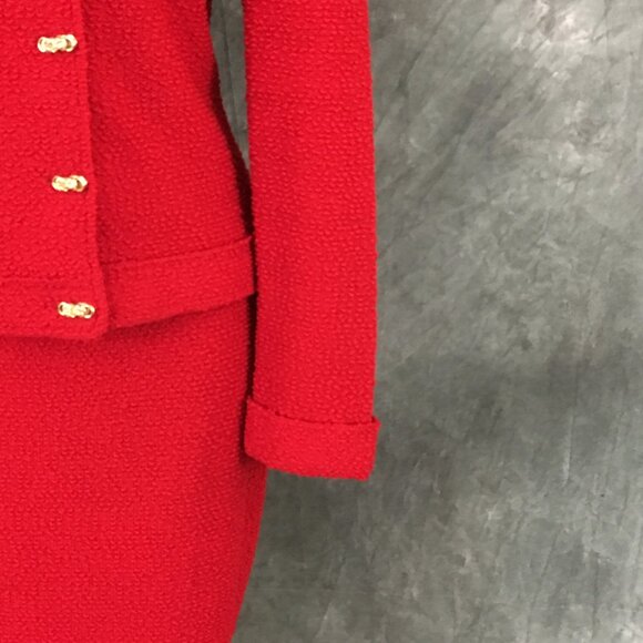 BEAUTIFUL St John collection knit red jacket skirt suit size 4 6 - Picture 5 of 9